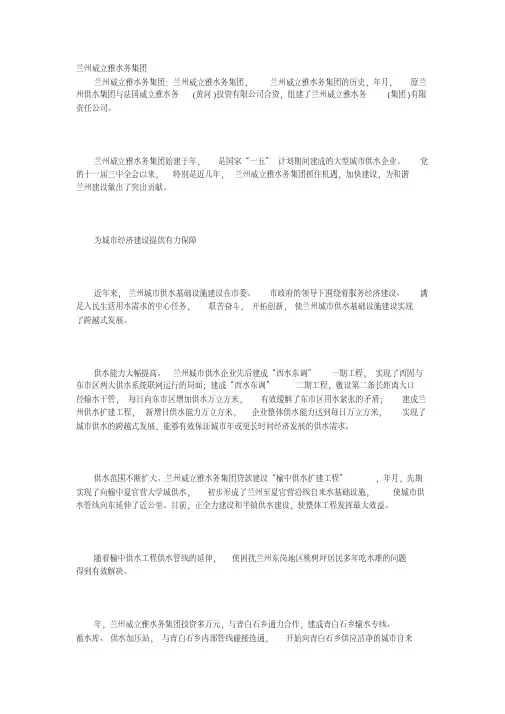 兰州威立雅集团简介
