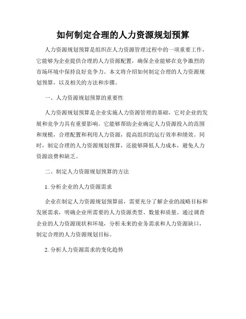 如何制定合理的人力资源规划预算