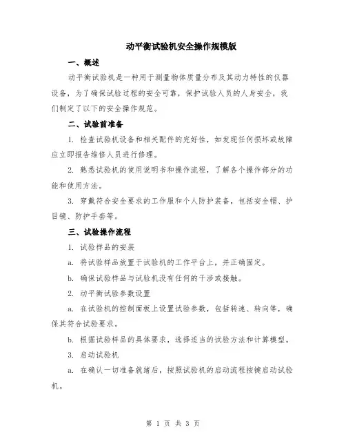 动平衡试验机安全操作规模版