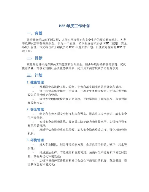 HSE年度工作计划