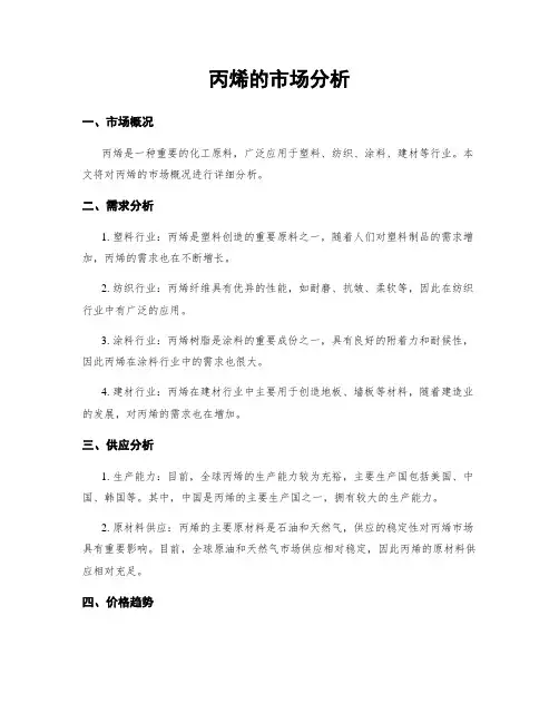 丙烯的市场分析