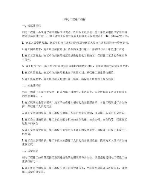 弱电工程施工指标