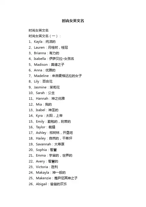 时尚女英文名