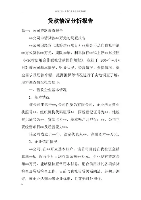 贷款情况分析报告
