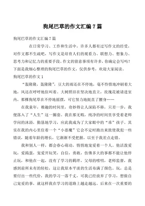 狗尾巴草的作文汇编7篇