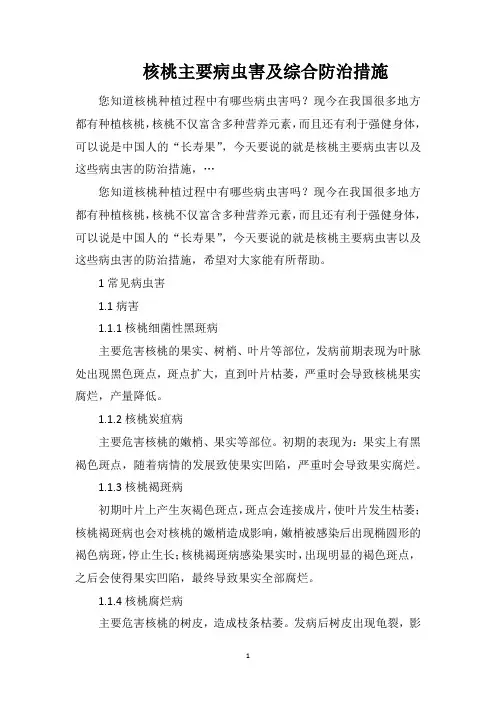 核桃主要病虫害及综合防治措施