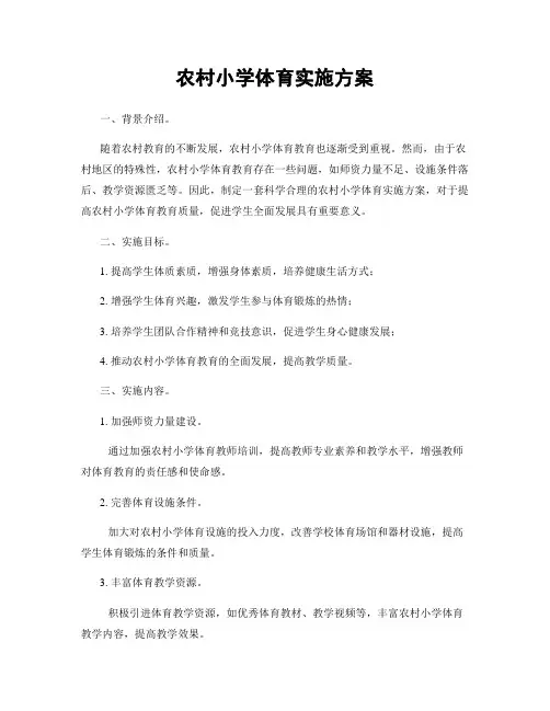 农村小学体育实施方案