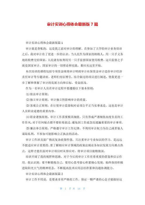 审计实训心得体会最新版7篇