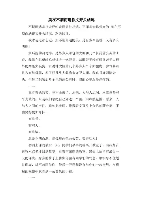 美在不期而遇作文开头结尾