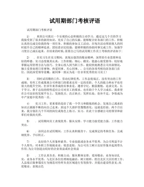 试用期部门考核评语