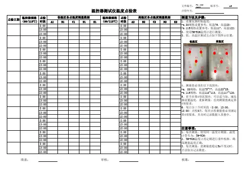 温控测试仪温度点检表