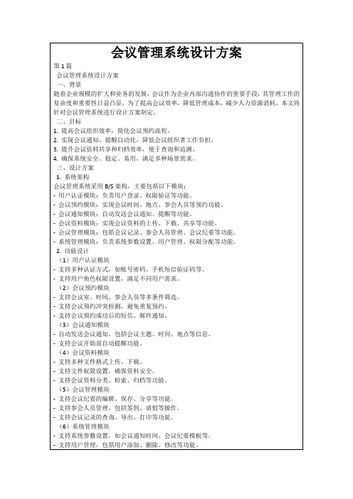 会议管理系统设计方案