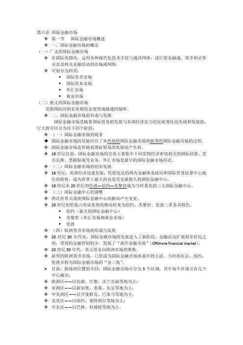 国际金融重难点：国际金融市场