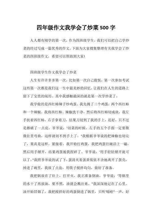 四年级作文我学会了炒菜500字