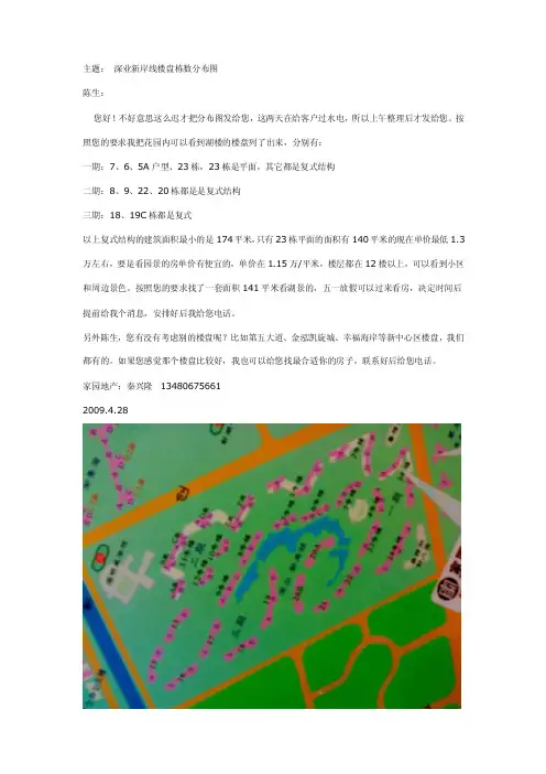 深业新岸线楼盘栋数分布图