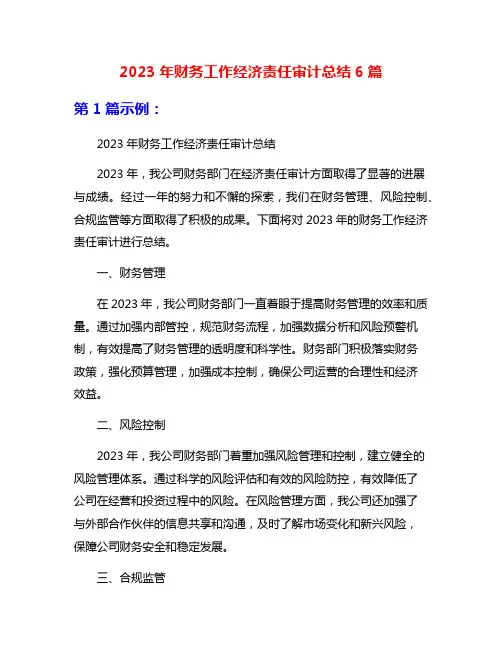 2023年财务工作经济责任审计总结6篇