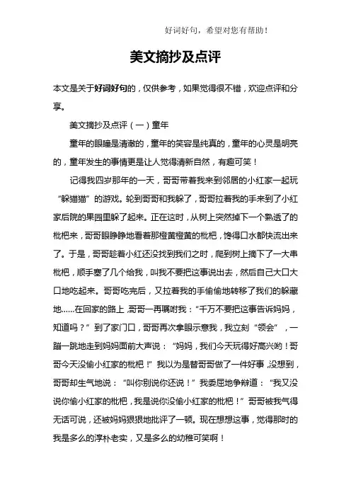 美文摘抄及点评