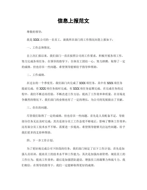 信息上报范文