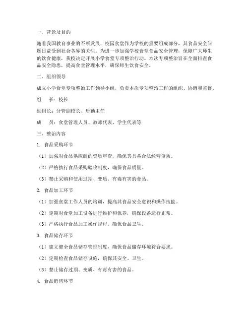 小学食堂专项整治方案