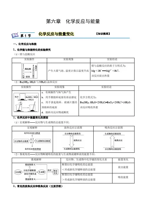 第六章化学反应与能量(知识梳理)