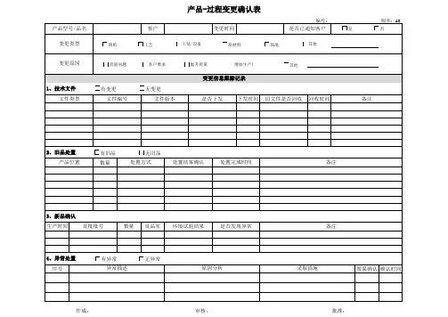 产品-过程变更确认表