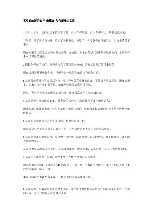 老司机给新手的20条箴言