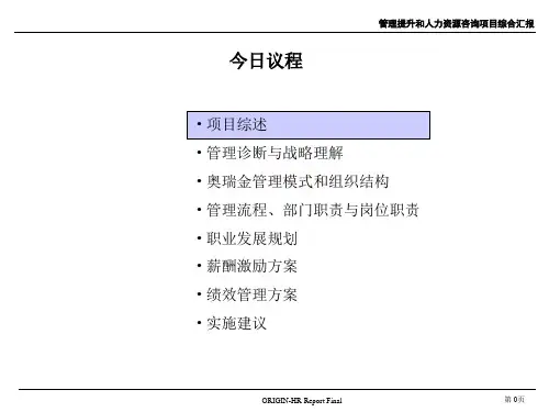 管理提升和人力资源咨询项目总结汇报
