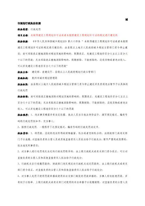 城市规划行政执法依据