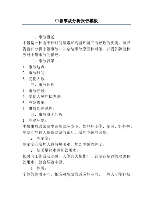 中暑事故分析报告模板
