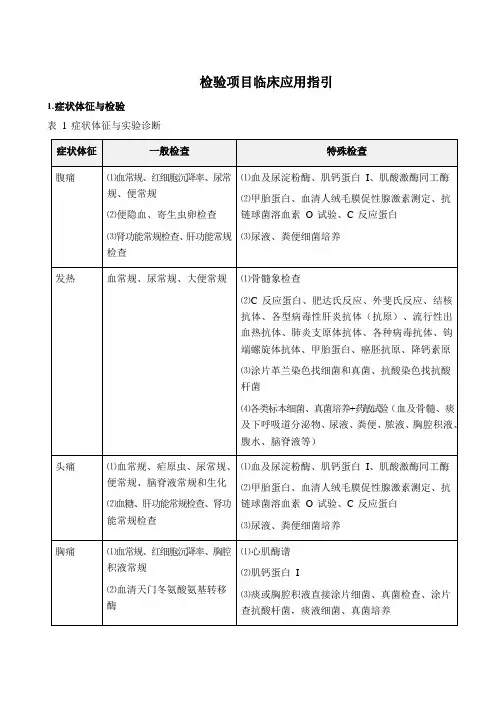 检验项目临床应用指引