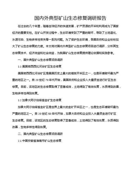国内外典型矿山生态修复调研报告