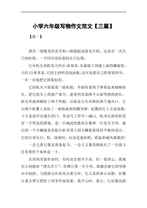 小学六年级写物作文范文【三篇】