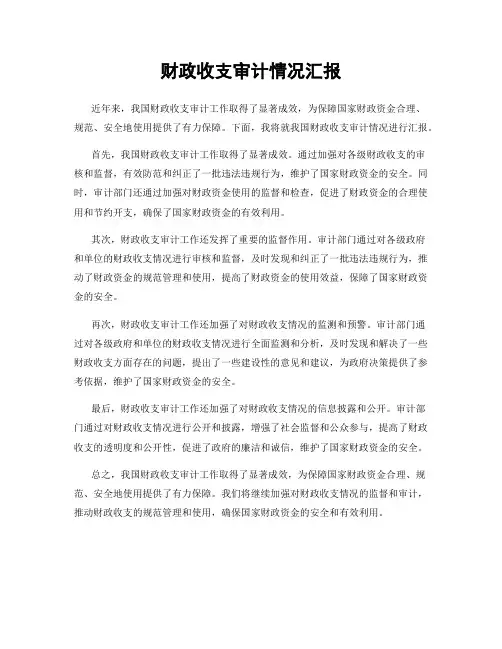 财政收支审计情况汇报