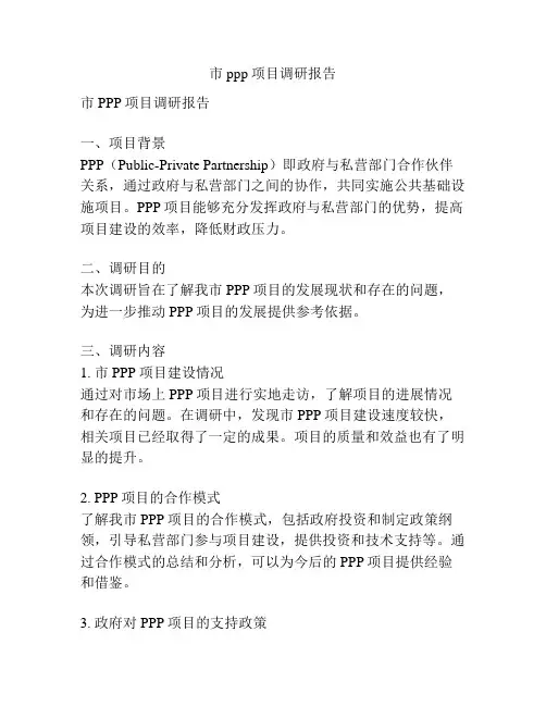 市ppp项目调研报告