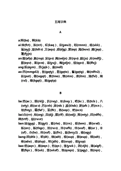 极品五笔字典大全