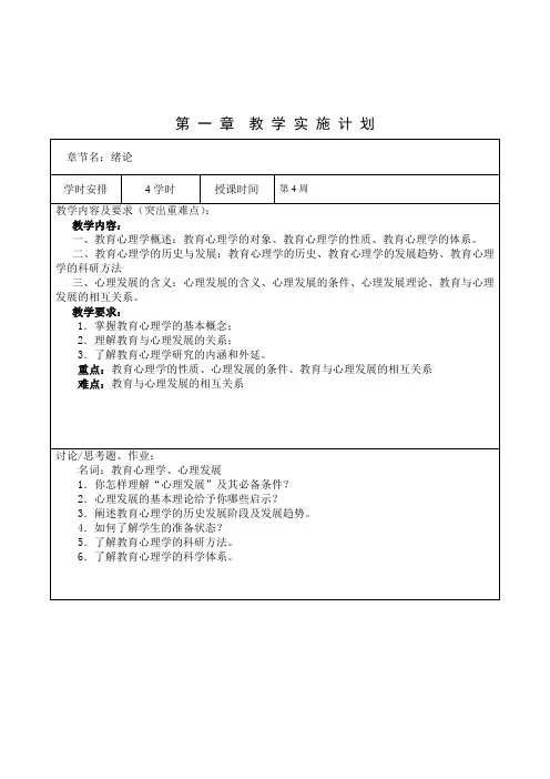 教育心理学教案