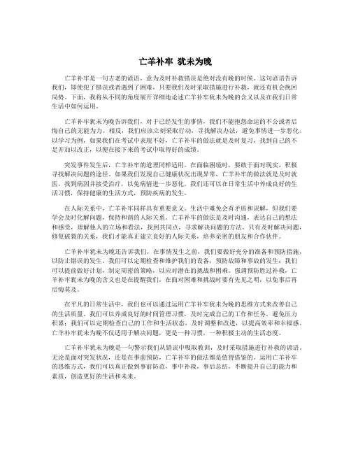 亡羊补牢 犹未为晚