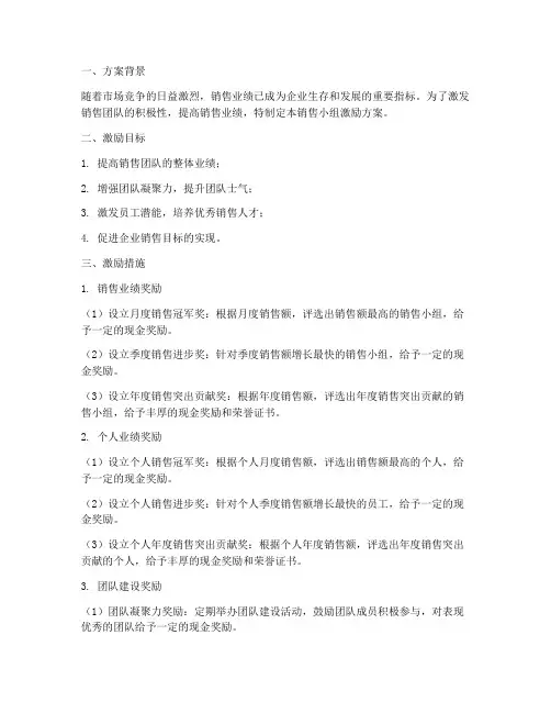 销售小组激励方案