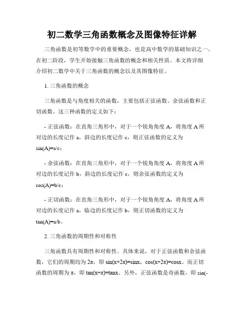 初二数学三角函数概念及图像特征详解