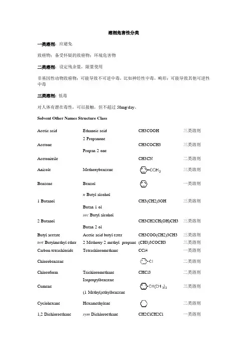 最全的常用有机溶剂参数表