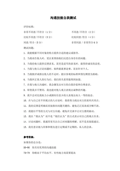 交通运营管理专业《沟通技能自我测试》