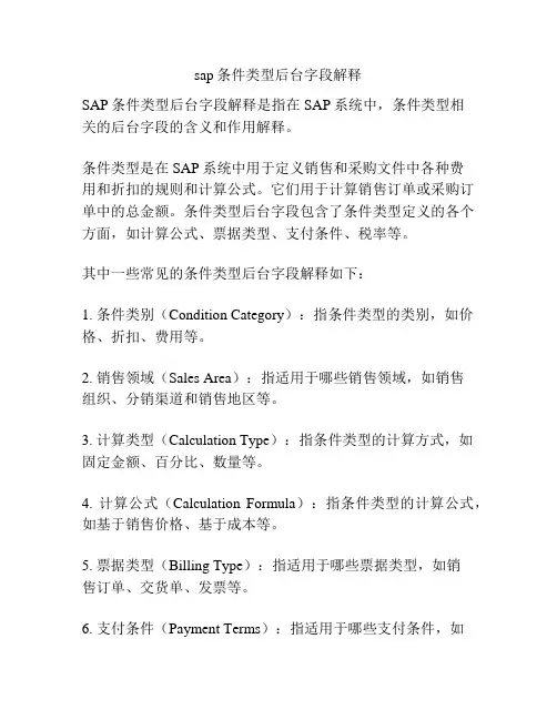 sap条件类型后台字段解释