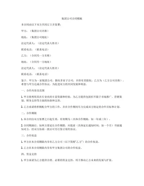 集团公司合同模板