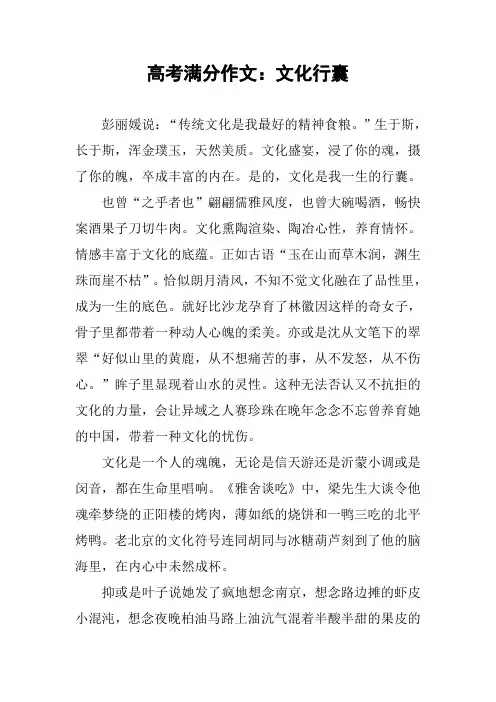 高考满分作文：文化行囊