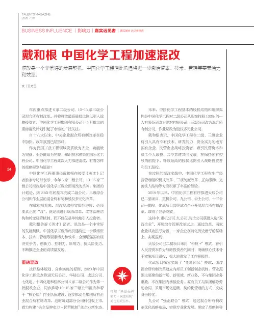 戴和根 中国化学工程加速混改