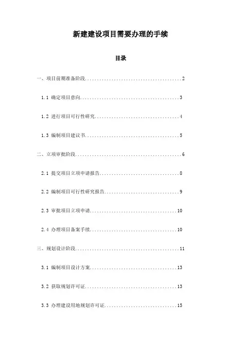 新建建设项目需要办理的手续
