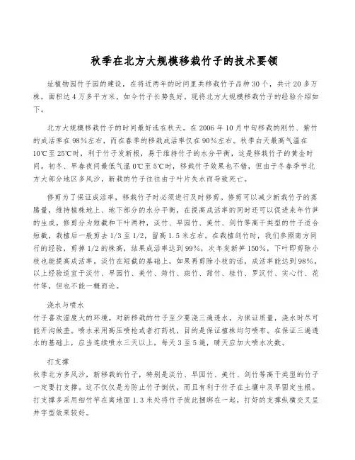 秋季在北方大规模移栽竹子的技术要领