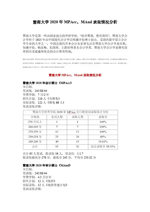 暨南大学2020年 MPAcc,MAud录取情况分析