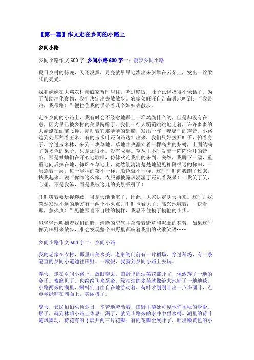作文走在乡间的小路上