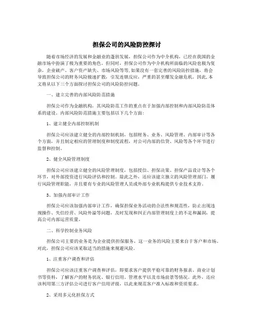 担保公司的风险防控探讨